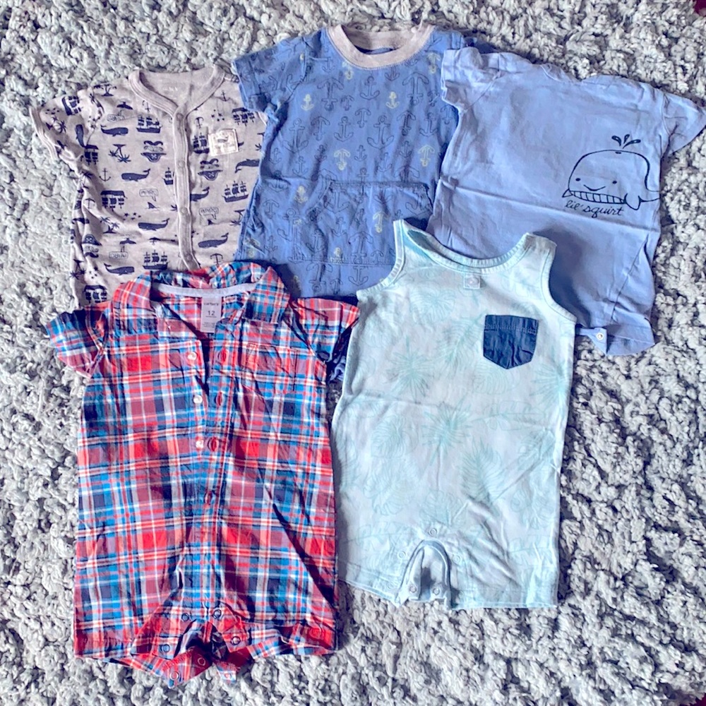 Summer Nautical boys romper lot 12mo